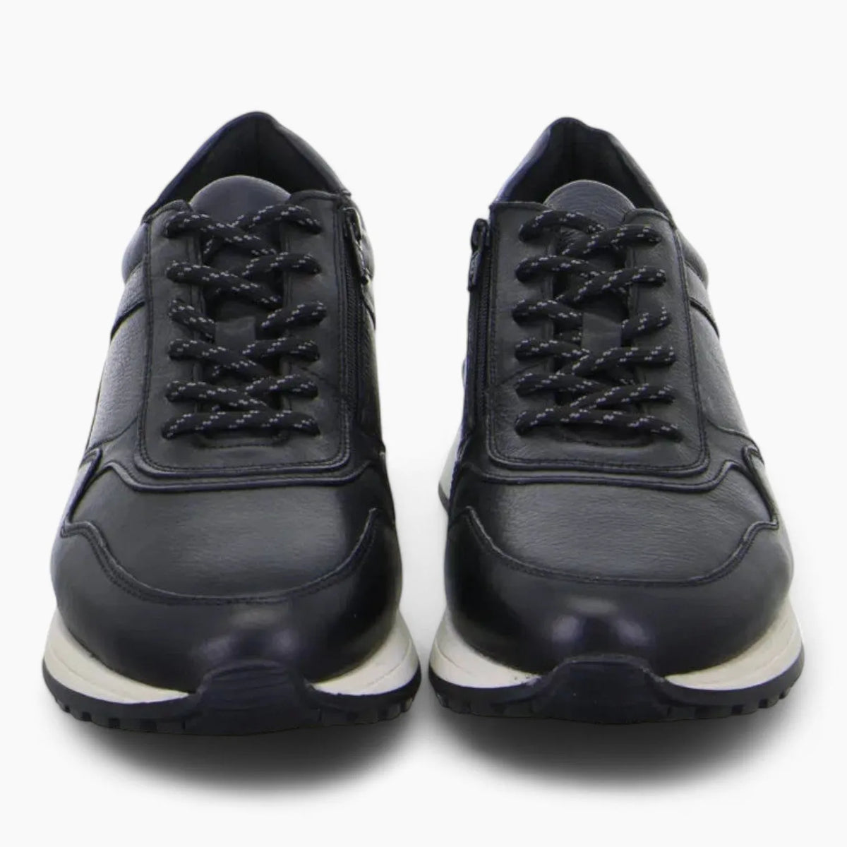 Ara Meo Men's Black Lace-Up Trainers – Wide Fit with Zip Fastener - Leavys Shoes