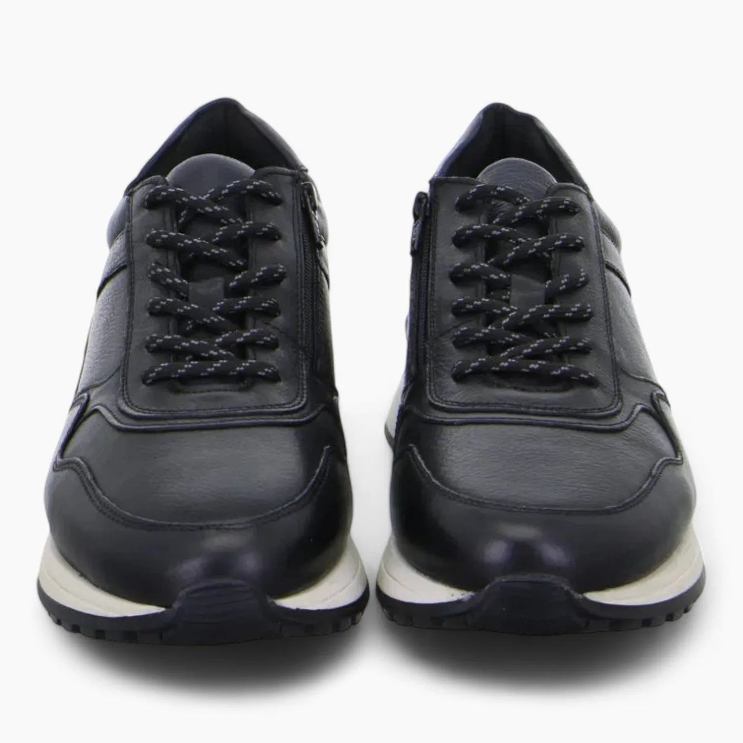 Ara Meo Men's Black Lace-Up Trainers – Wide Fit with Zip Fastener - Leavys Shoes