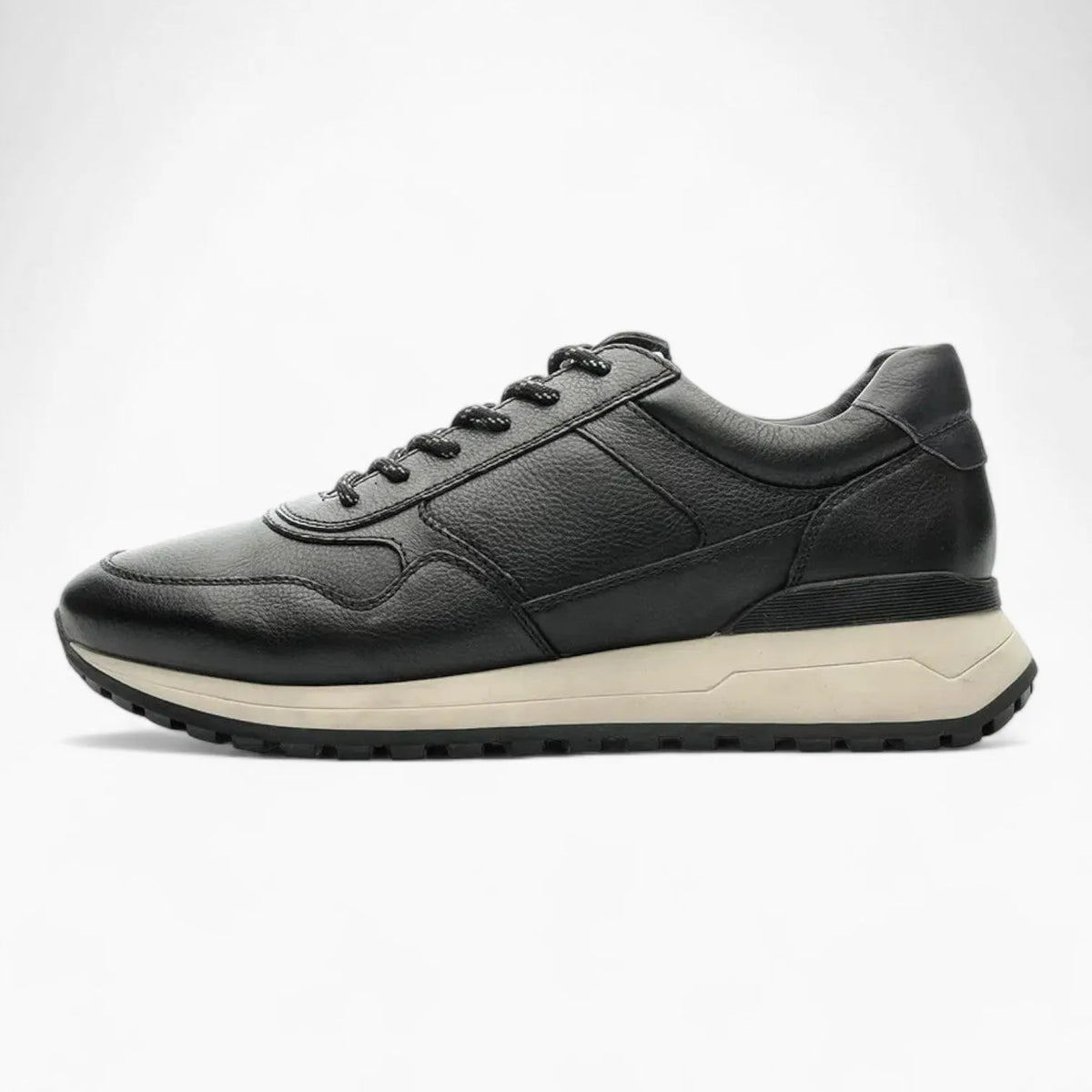 Ara Meo Men&#39;s Black Lace-Up Trainers – Wide Fit with Zip Fastener - Leavys Shoes