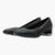 Ara Black Leather Court Shoes with Geometric Design and Silver Heel Detail - Leavys Shoes