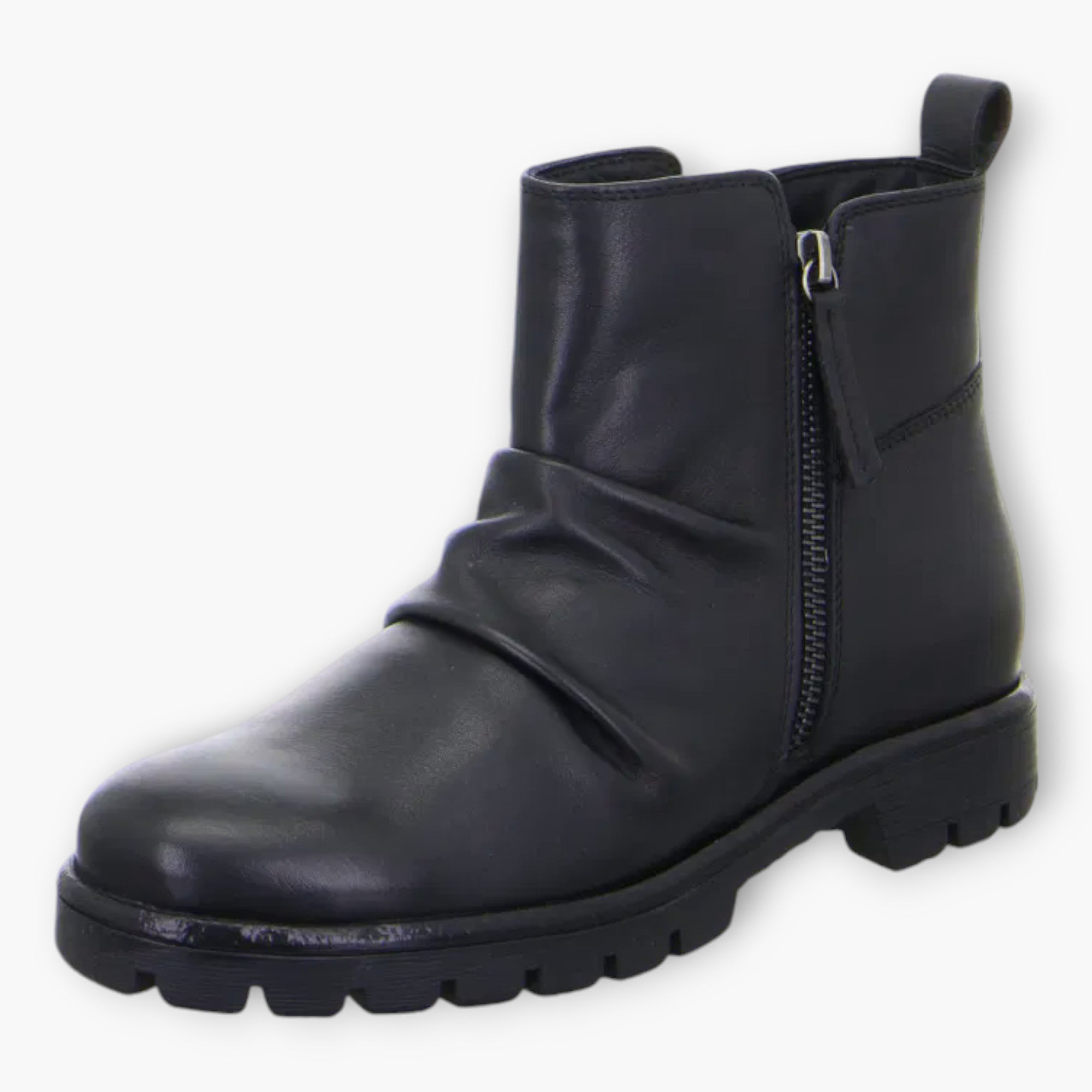 Ara Black Ankle Boots with Dual Side Zips & Chunky Sole - Wide Fit & Comfortable - Leavys Shoes