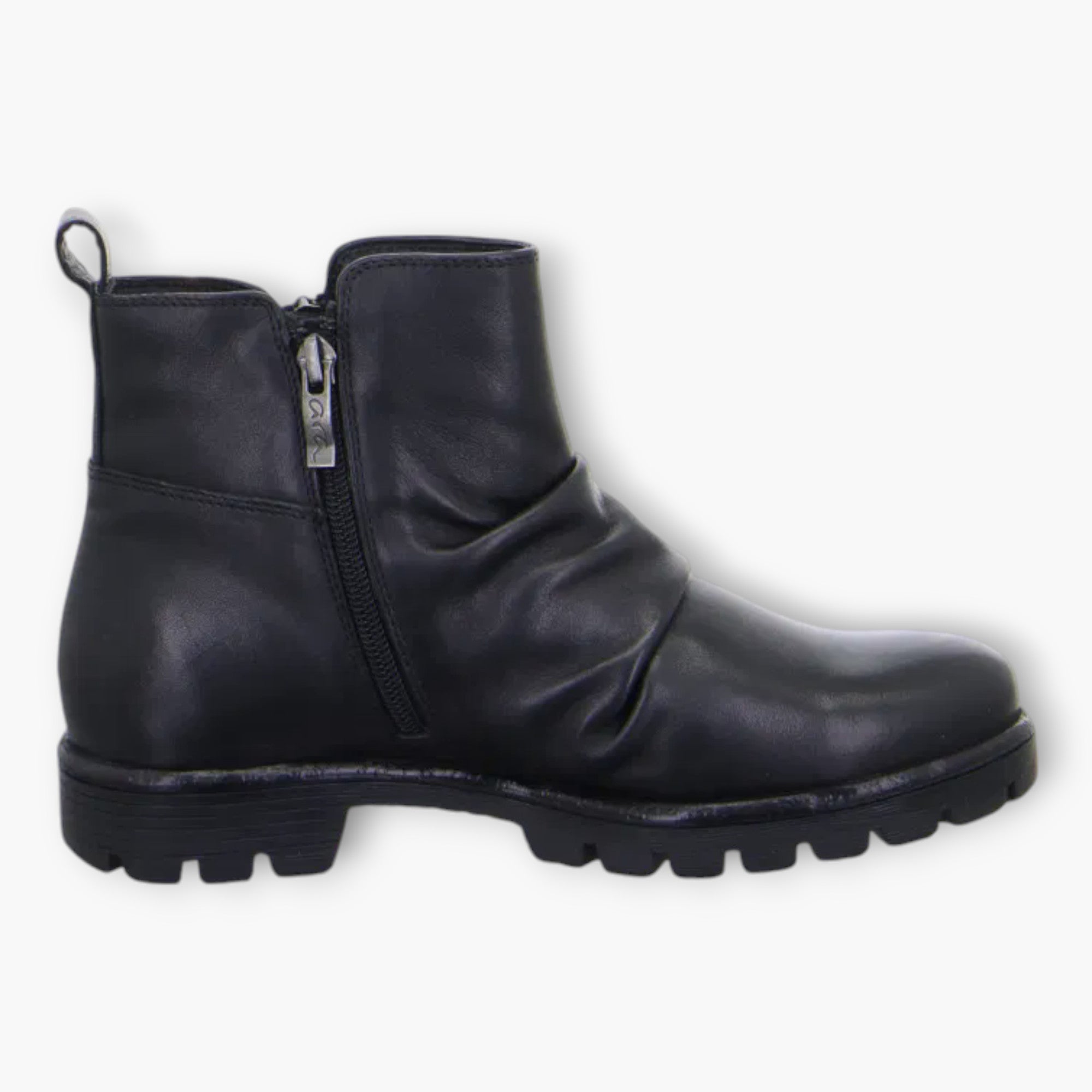 Ara Black Ankle Boots with Dual Side Zips & Chunky Sole - Wide Fit & Comfortable - Leavys Shoes