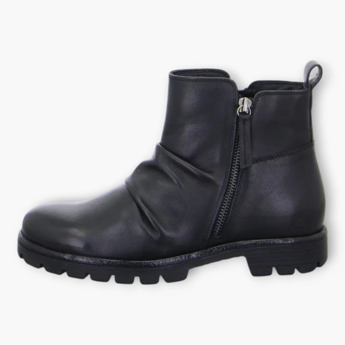 Ara Black Ankle Boots with Dual Side Zips &amp; Chunky Sole - Wide Fit &amp; Comfortable - Leavys Shoes
