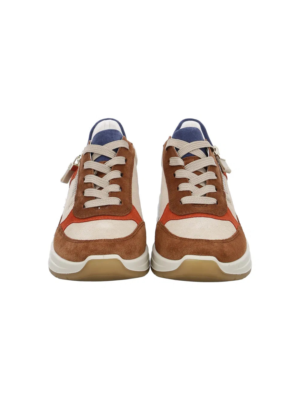 Ara Garda Suede Trainers in Pumpkin & Indigo Mix