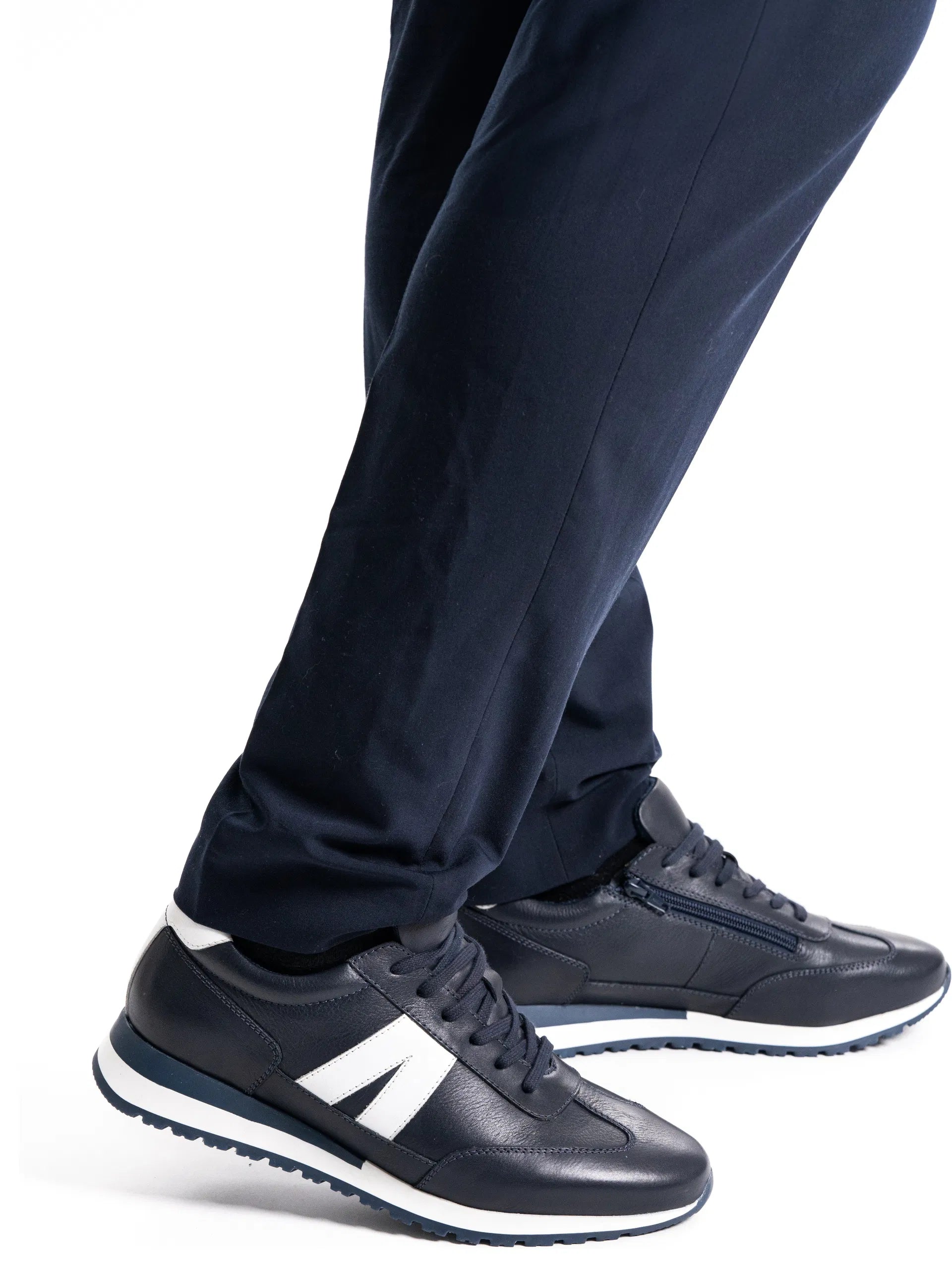 Ara Gino Men's Blue Leather Lace-Up with Zip & Bamboo Lining