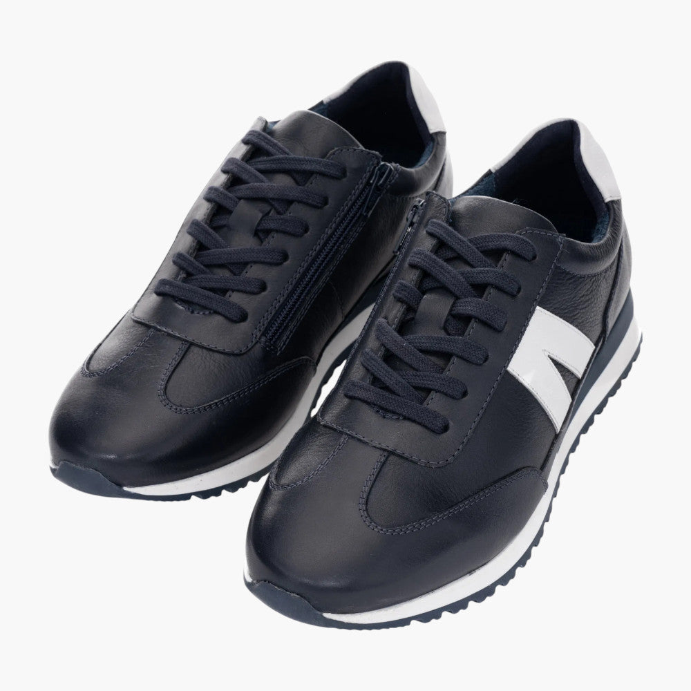 Ara Gino Men's Blue Leather Lace-Up with Zip & Bamboo Lining - Leavys Shoes