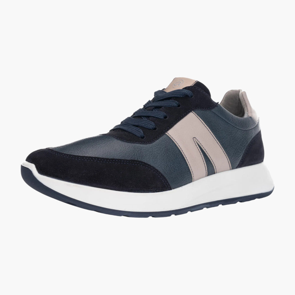 Ara Men's Lace-Up Trainer in Blue & Pebble with HighSoft Comfort - Leavys Shoes
