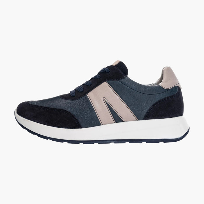 Ara Men's Lace-Up Trainer in Blue & Pebble with HighSoft Comfort - Leavys Shoes