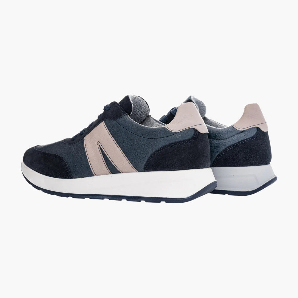 Ara Men's Lace-Up Trainer in Blue & Pebble with HighSoft Comfort - Leavys Shoes