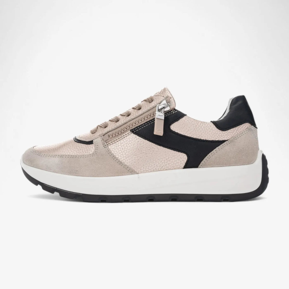 Ara New York Women&#39;s Sneaker – Beige &amp; Black Elegance - Leavys Shoes