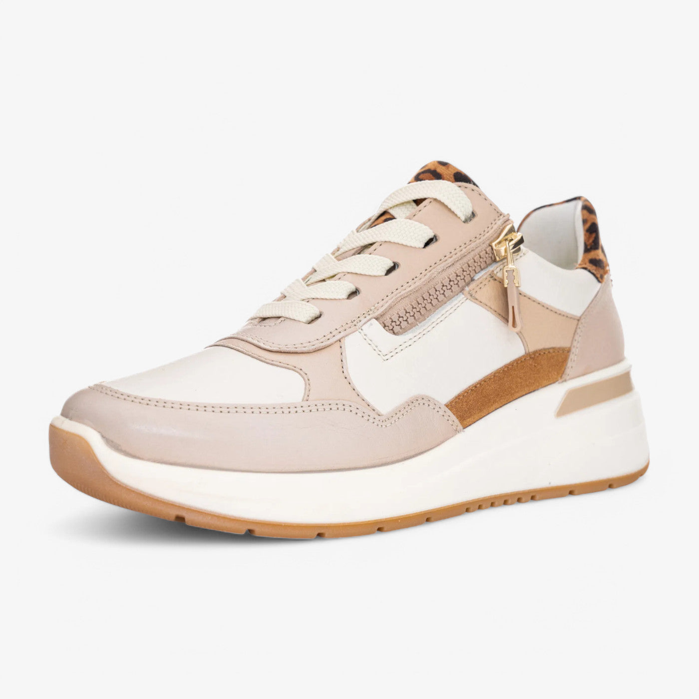 Ara Garda Beige Leather Trainer – Stylish & Comfortable Wide Fit