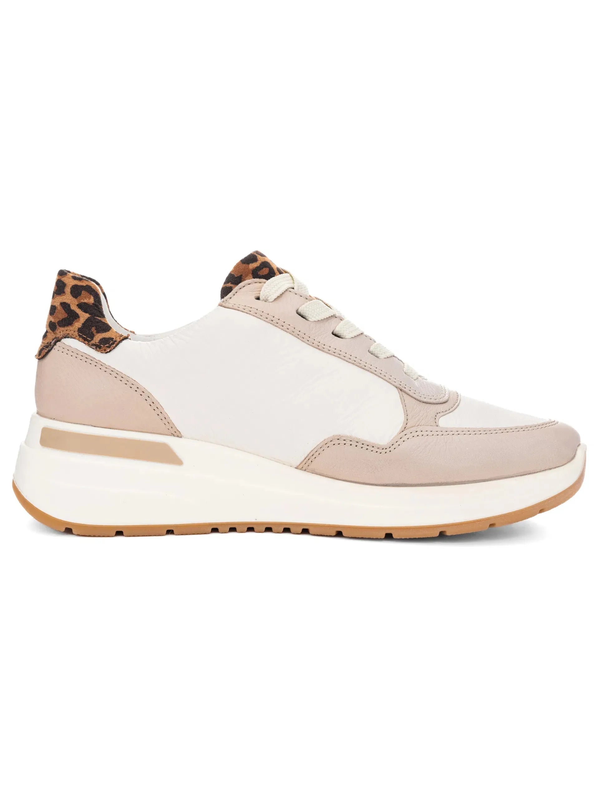 Ara Garda Beige Leather Trainer – Stylish & Comfortable Wide Fit - Leavys Shoes