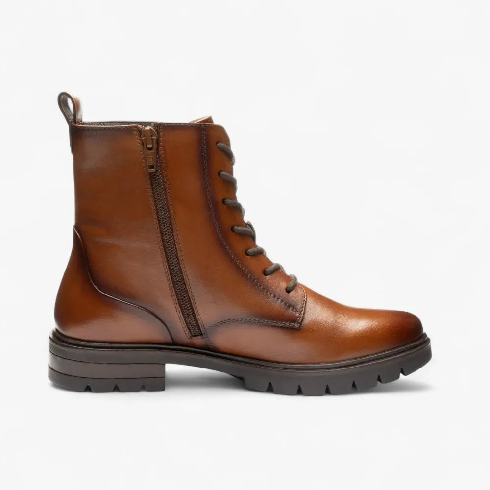Ara Cambridge Leather Lace-Up Ankle Boots – Cognac