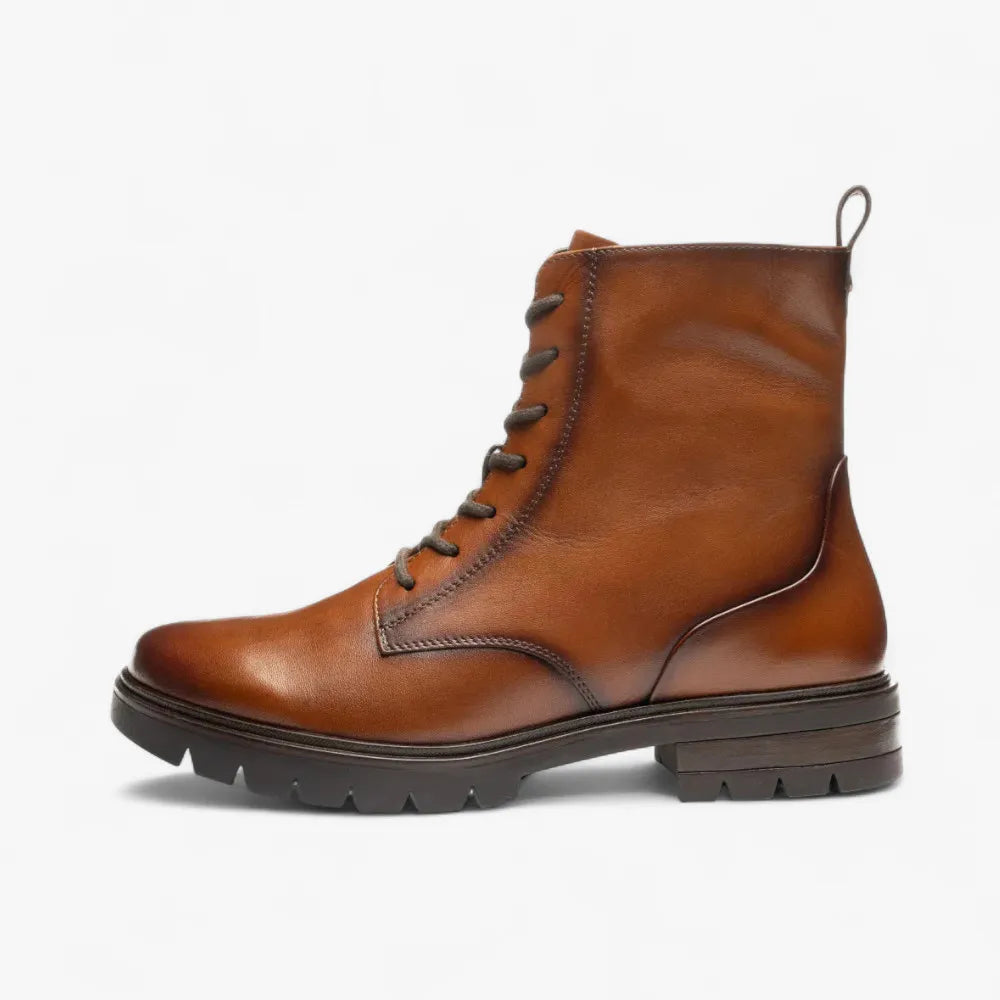 Ara Cambridge Leather Lace-Up Ankle Boots – Cognac