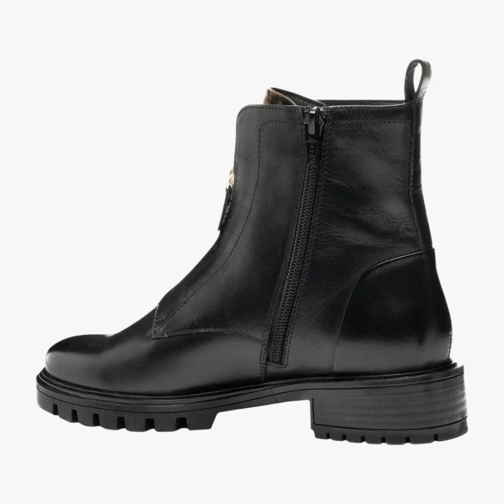 Ara Tulsa Zip-Front Leather Ankle Boots – Black