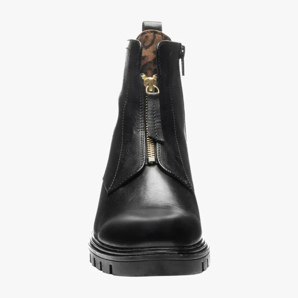 Ara Tulsa Zip-Front Leather Ankle Boots – Black