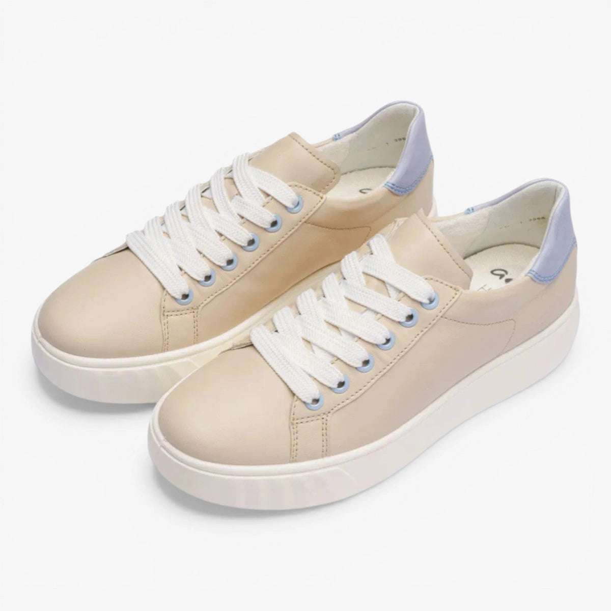 Ara Beige Blue Trainer (Wide Fit) Monaco