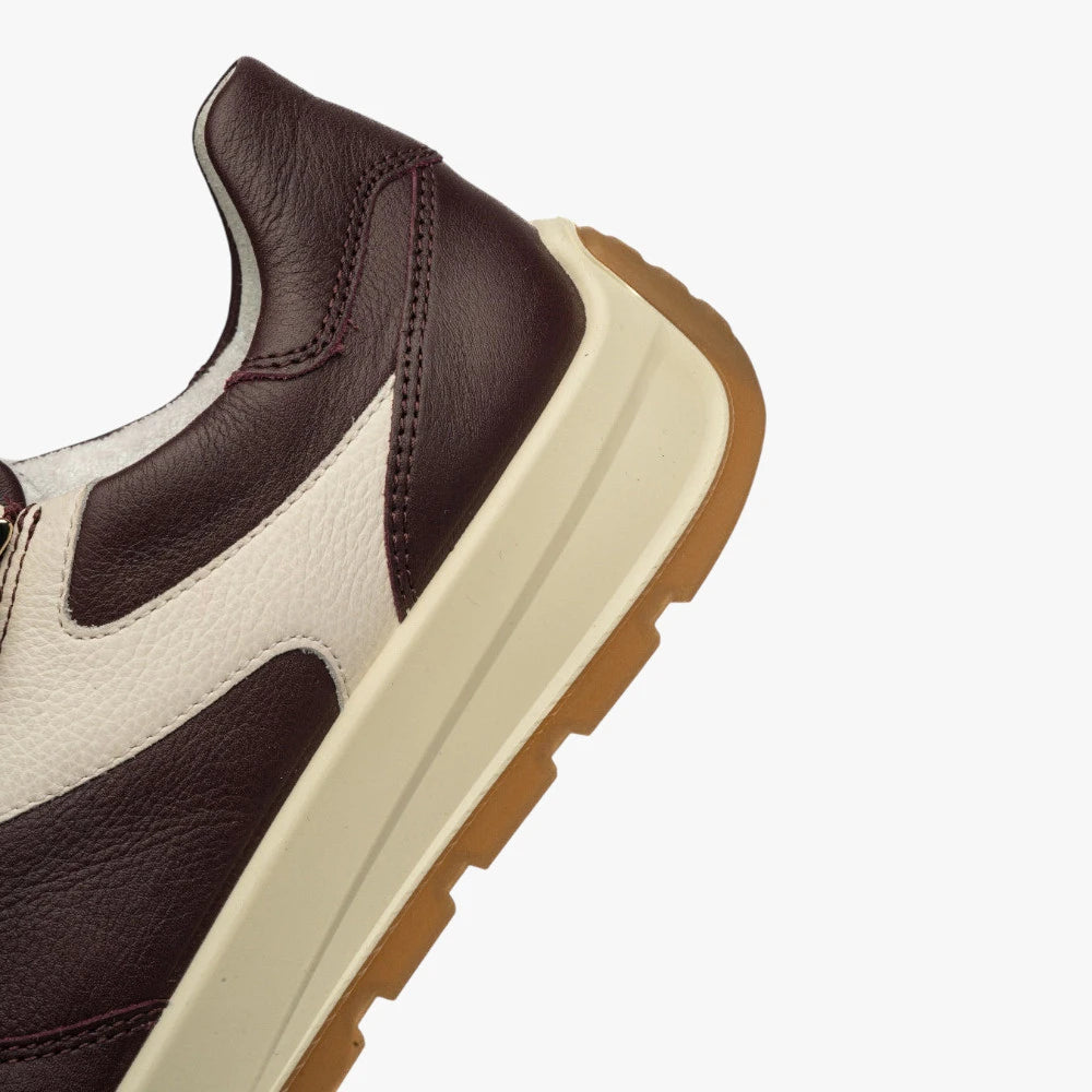 Ara New York Merlot Leather Wide Fit Trainer with Zip