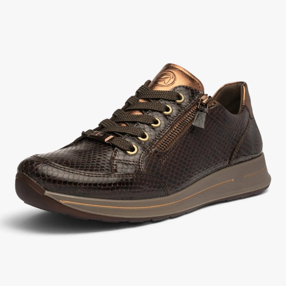 Ara Osaka Coffee Brown Wide Fit Trainer with Zip