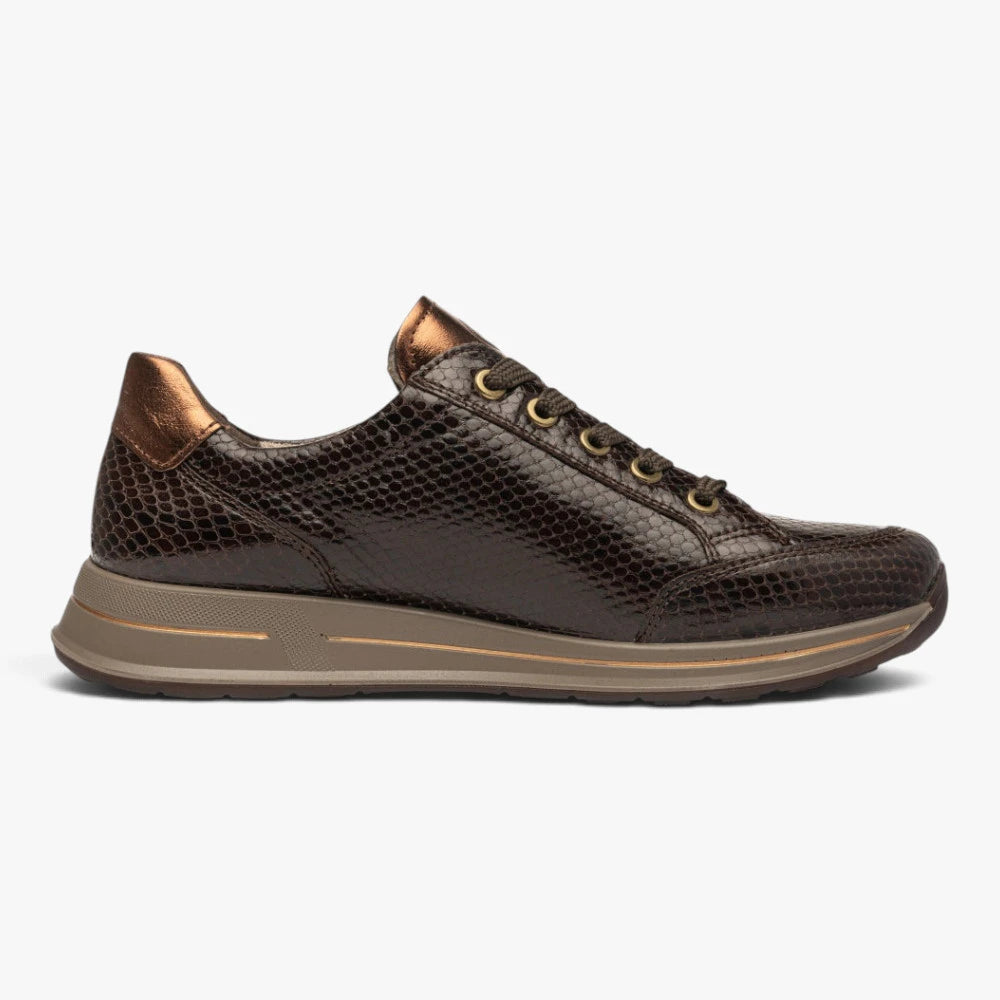 Ara Osaka Coffee Brown Wide Fit Trainer with Zip