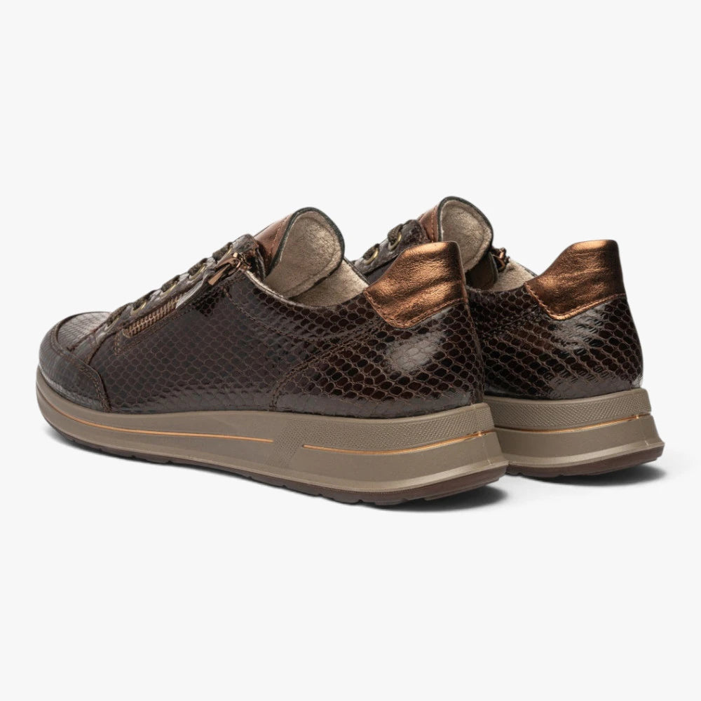 Ara Osaka Coffee Brown Wide Fit Trainer with Zip