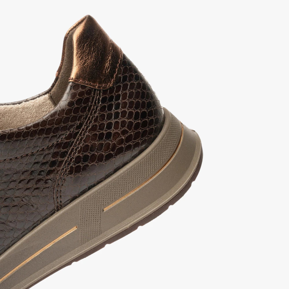 Ara Osaka Coffee Brown Wide Fit Trainer with Zip
