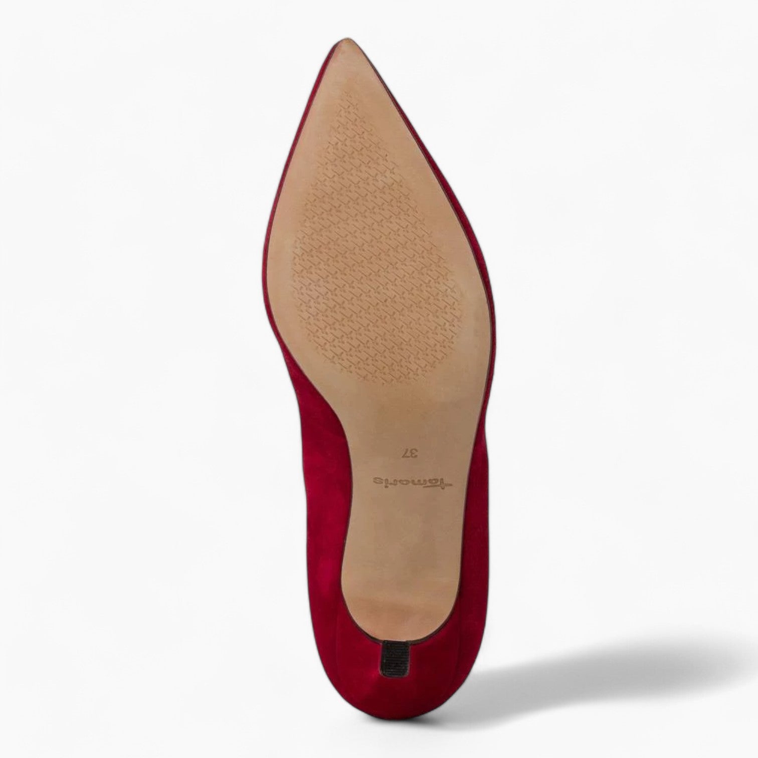 Tamaris Red Suede Leather Heels with 7.5 cm Pointed Toe - Leavys Shoes