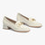 Pitillos Cream Leather Loafer with Gold Chain Trim