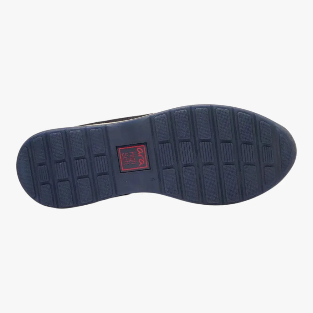 Ara Osaka Navy Leather Wide Fit Trainers with Zip