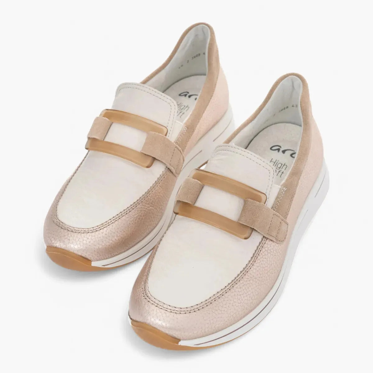Ara Osaka Sand Cream Leather Loafer with Buckle