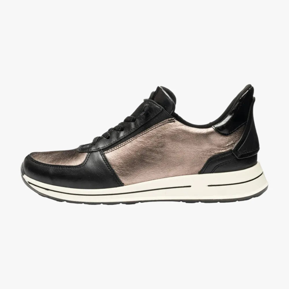 Black and metallic sneaker on a white background