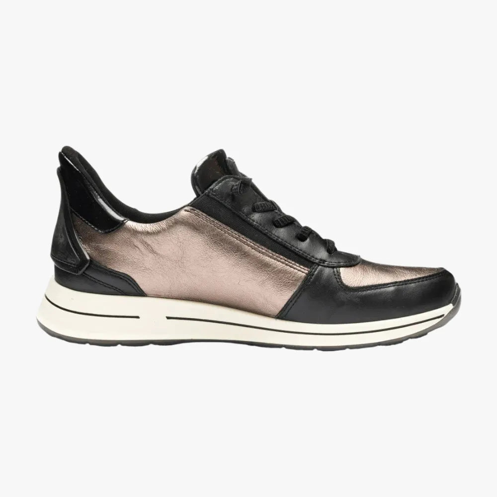 Black and metallic sneaker on a white background