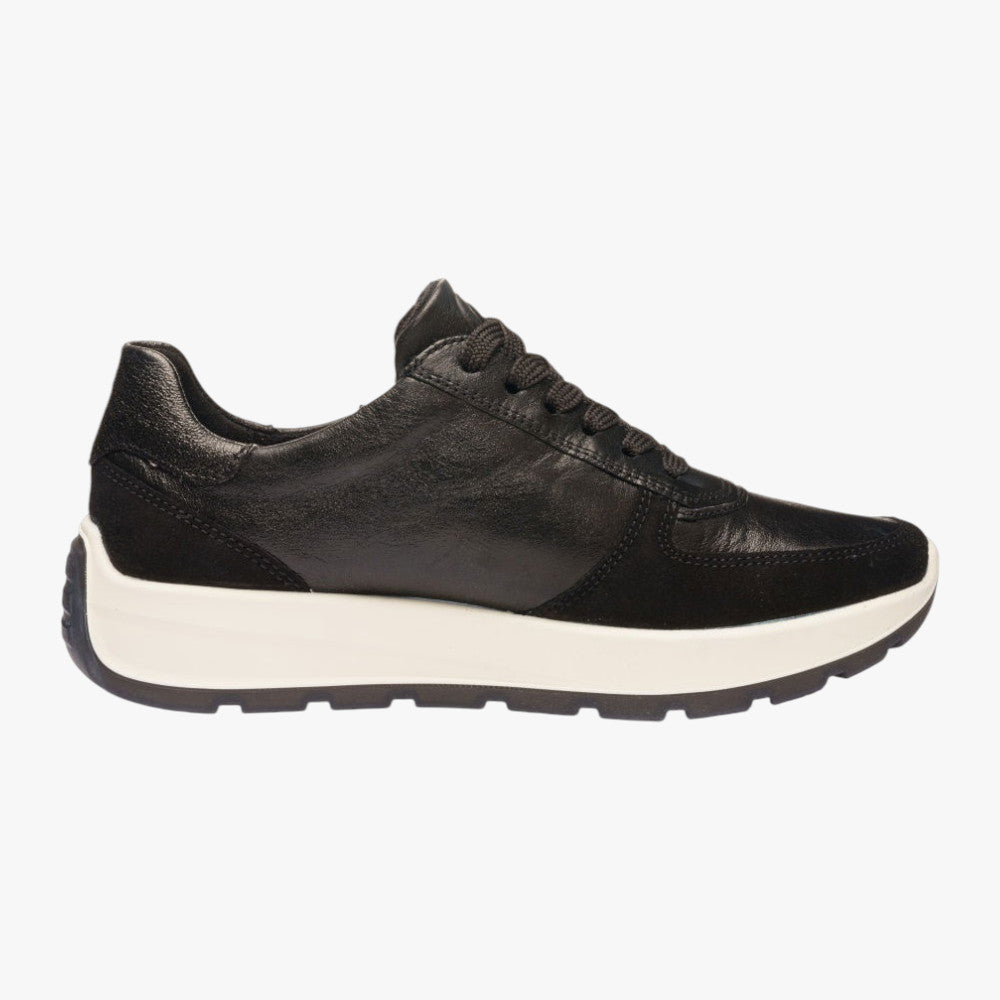 Ara New York Black Leather Trainers with Zip (H-Fit) - Leavys Shoes