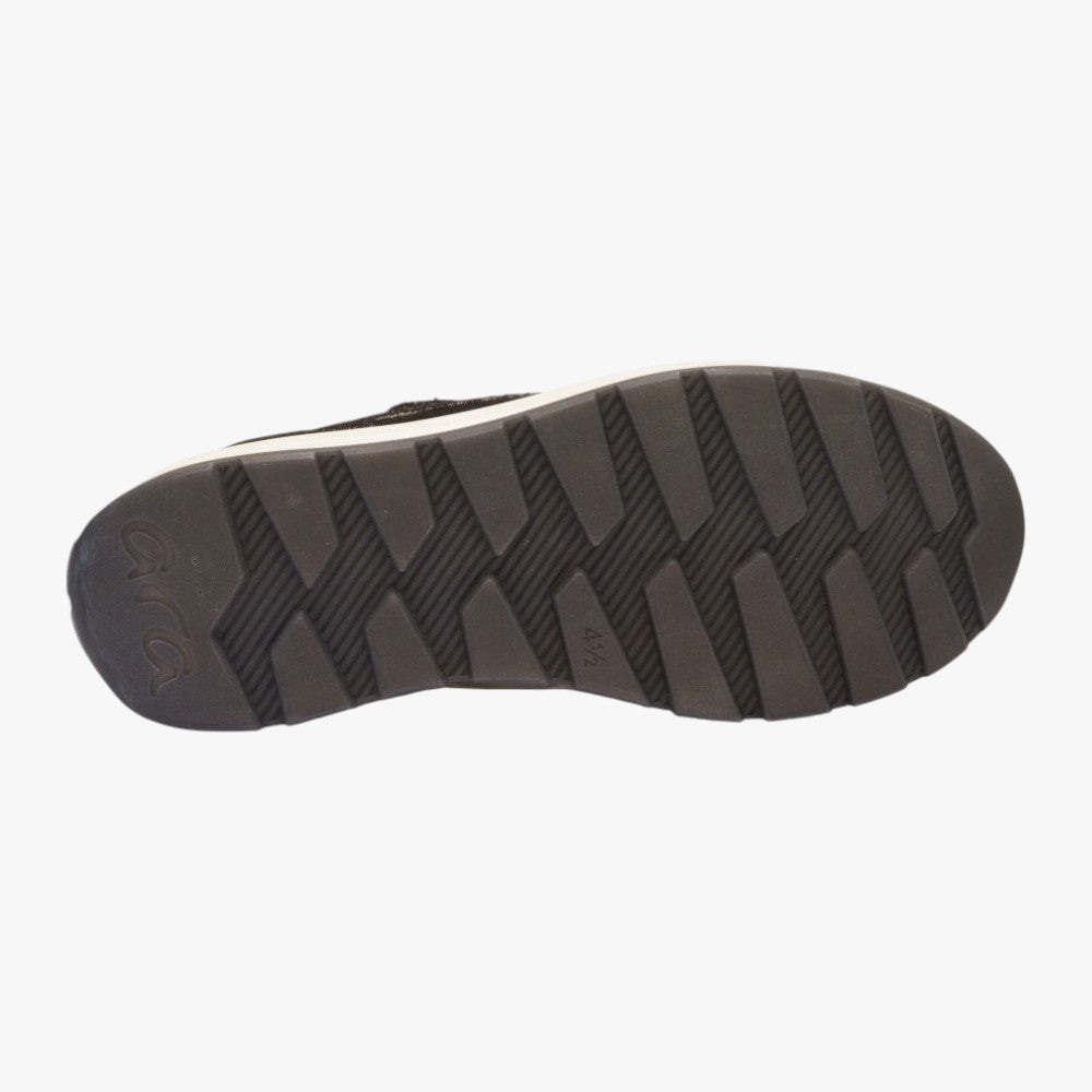 Ara New York Black Leather Trainers with Zip (H-Fit) - Leavys Shoes