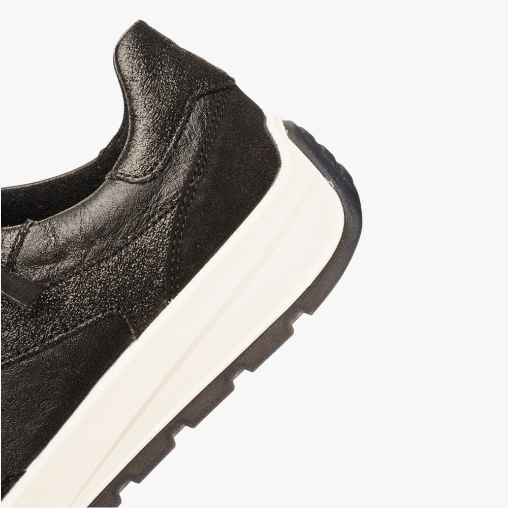 Ara New York Black Leather Trainers with Zip (H-Fit) - Leavys Shoes