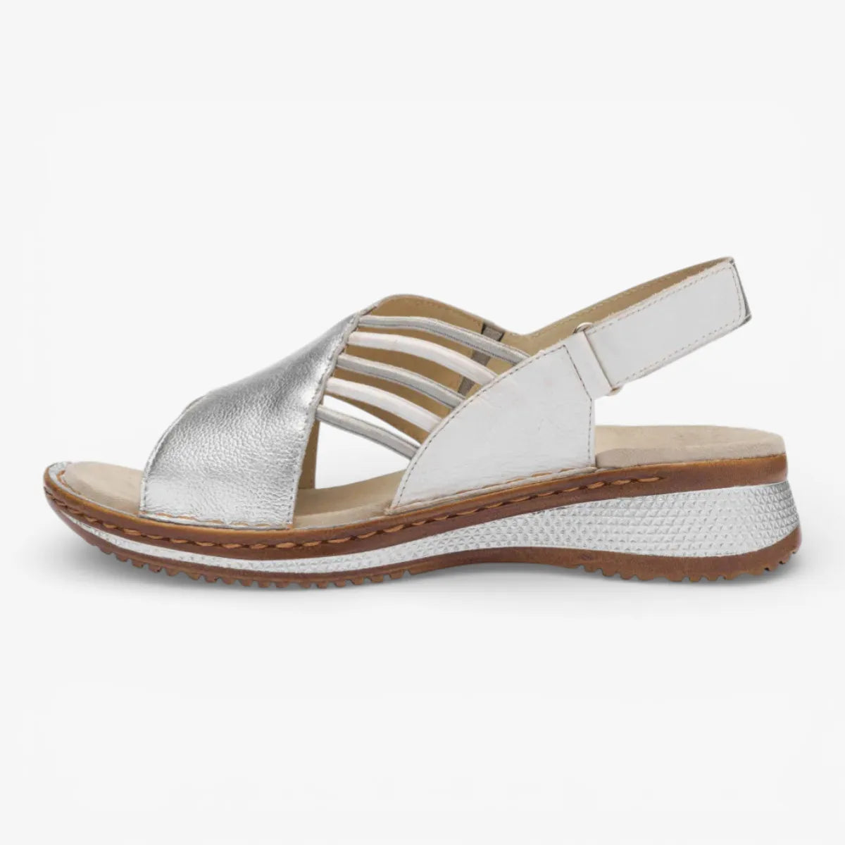 Ara Silver White Sandal (Velcro Fastening) - Hawaii