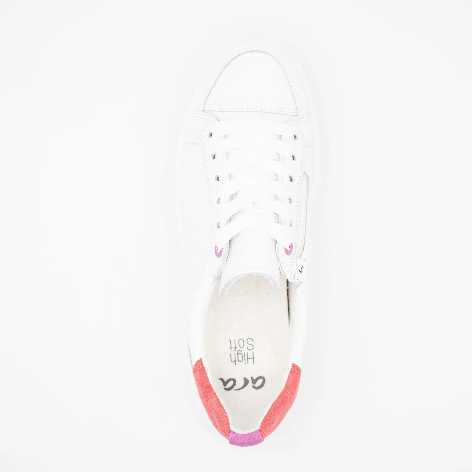 Ara Monaco White & Pink Leather Shoe – Wide Fit & HighSoft Comfort - Leavys Shoes