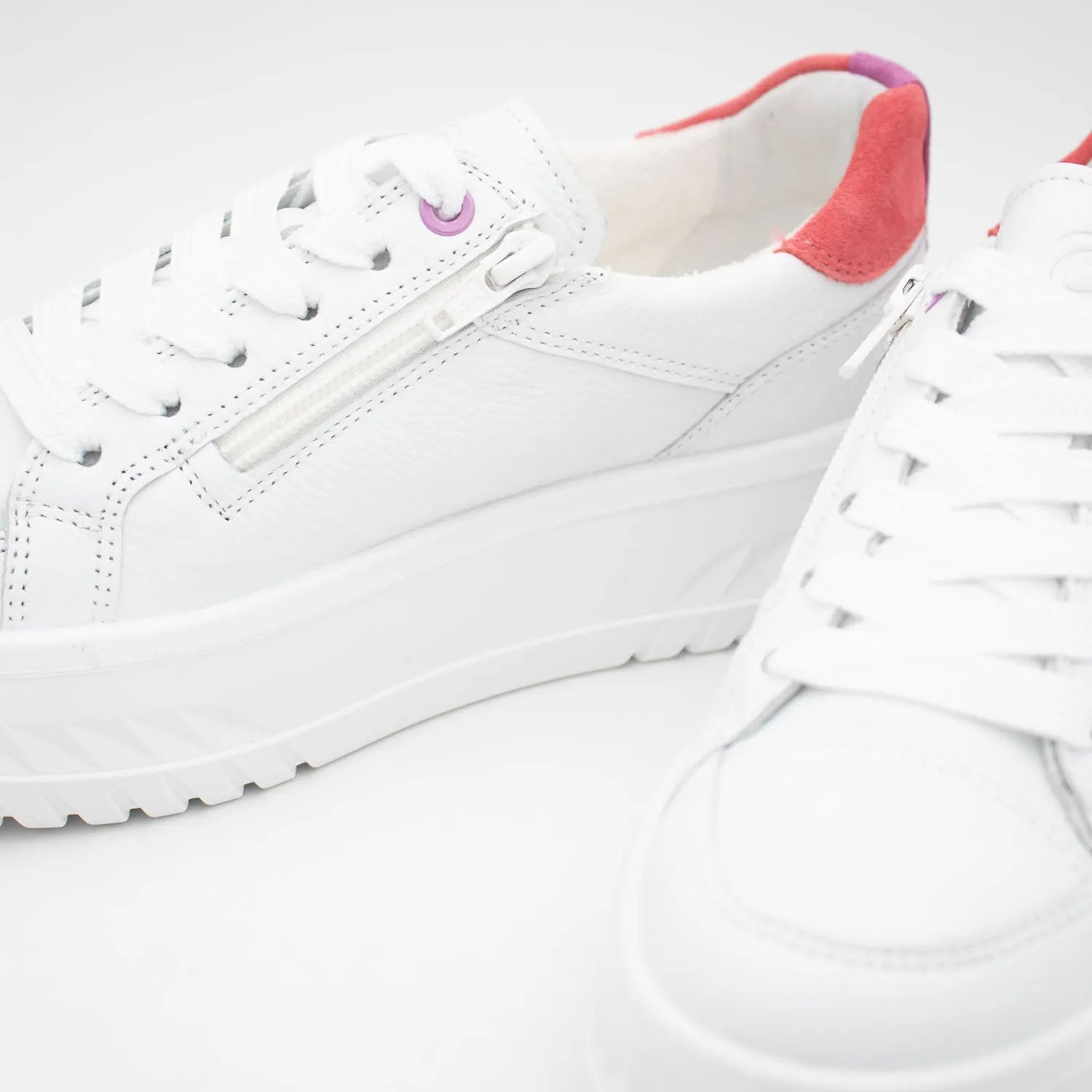 Ara Monaco White & Pink Leather Shoe – Wide Fit & HighSoft Comfort - Leavys Shoes