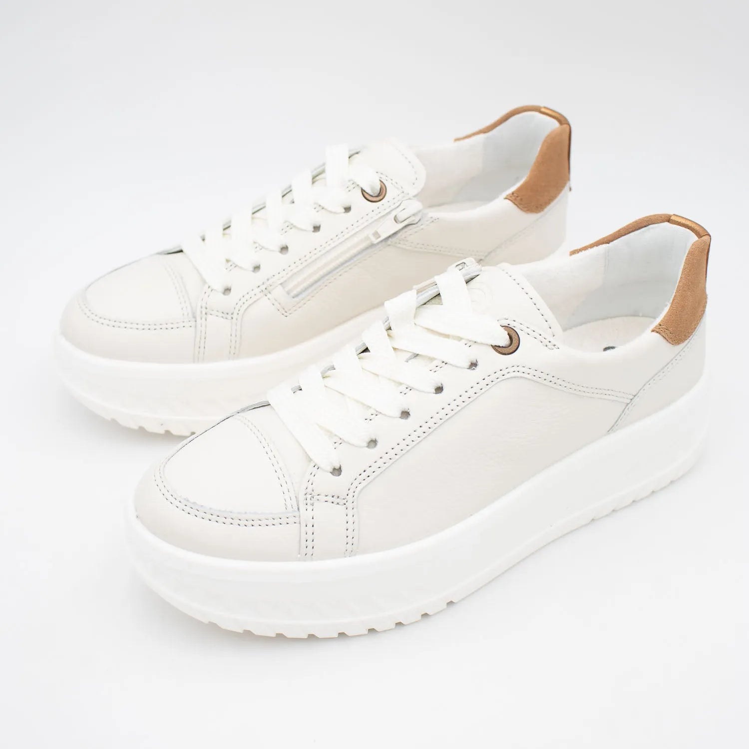 Ara Monaco White & Cream Leather Shoe – Wide Fit & HighSoft Comfort - Leavys Shoes