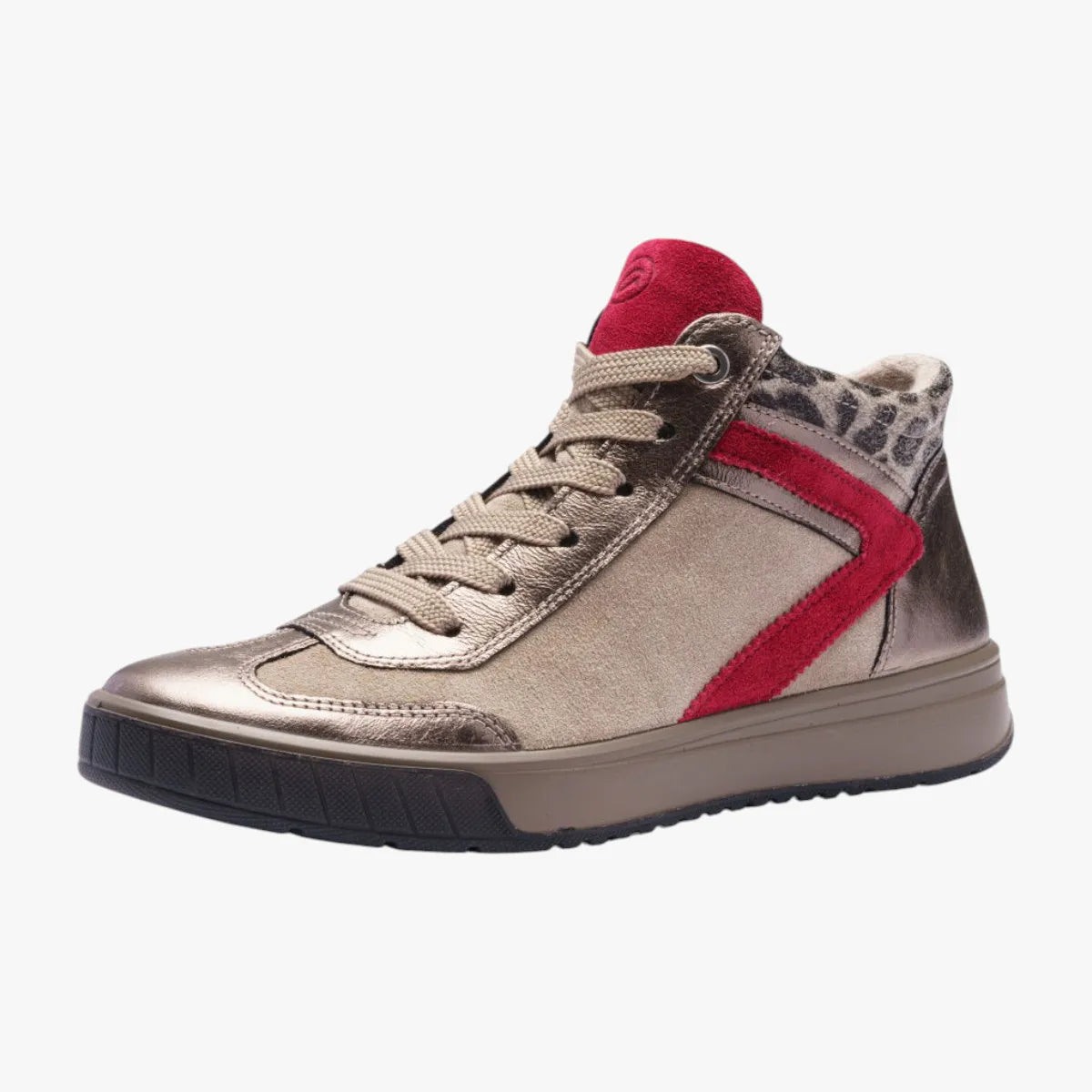 Ara Rom 2.0 Beige & Wildberry High-Top Trainers with Zipper - Leavys Shoes