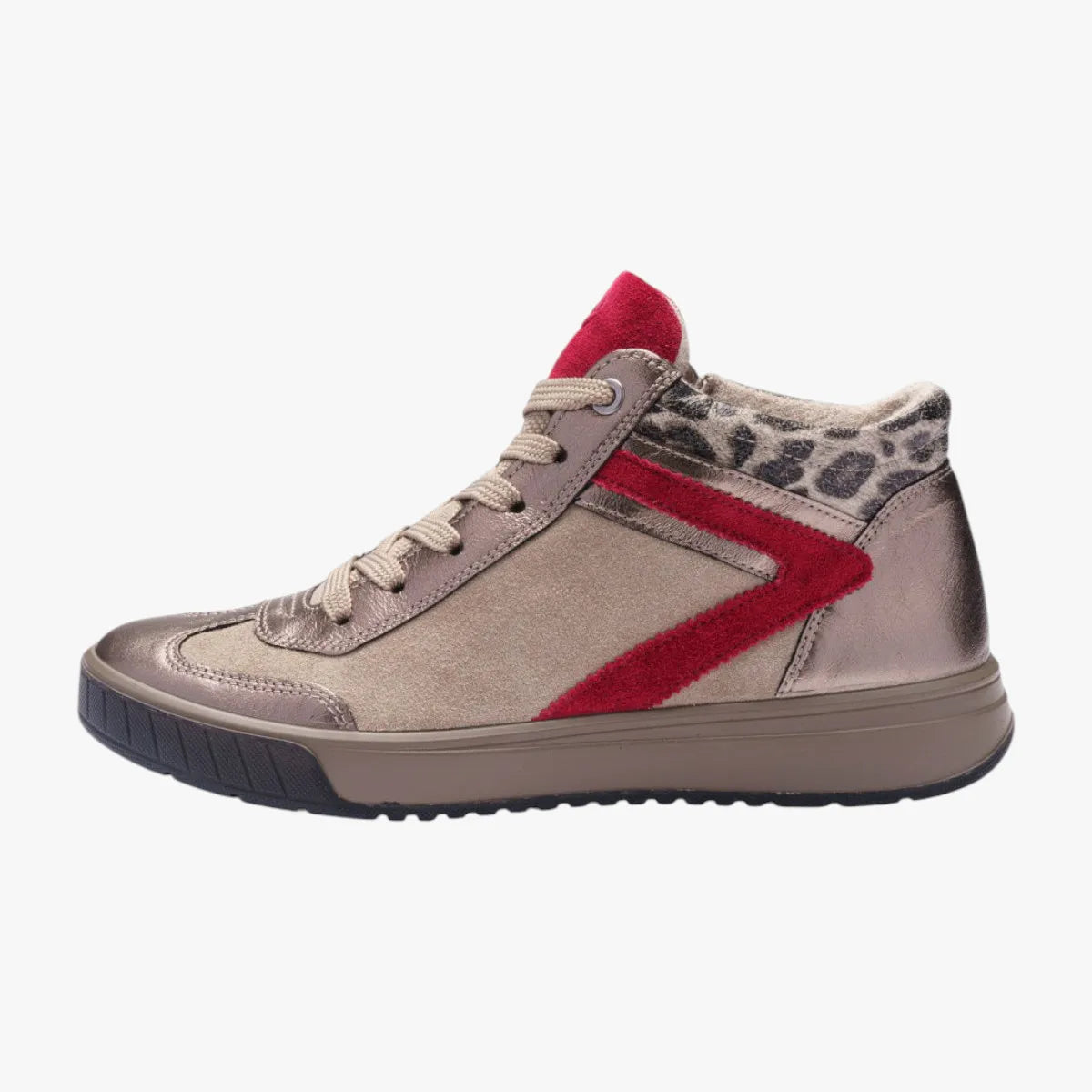 Ara Rom 2.0 Beige & Wildberry High-Top Trainers with Zipper