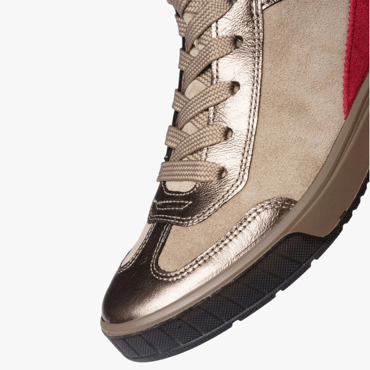 Ara Rom 2.0 Beige & Wildberry High-Top Trainers with Zipper - Leavys Shoes