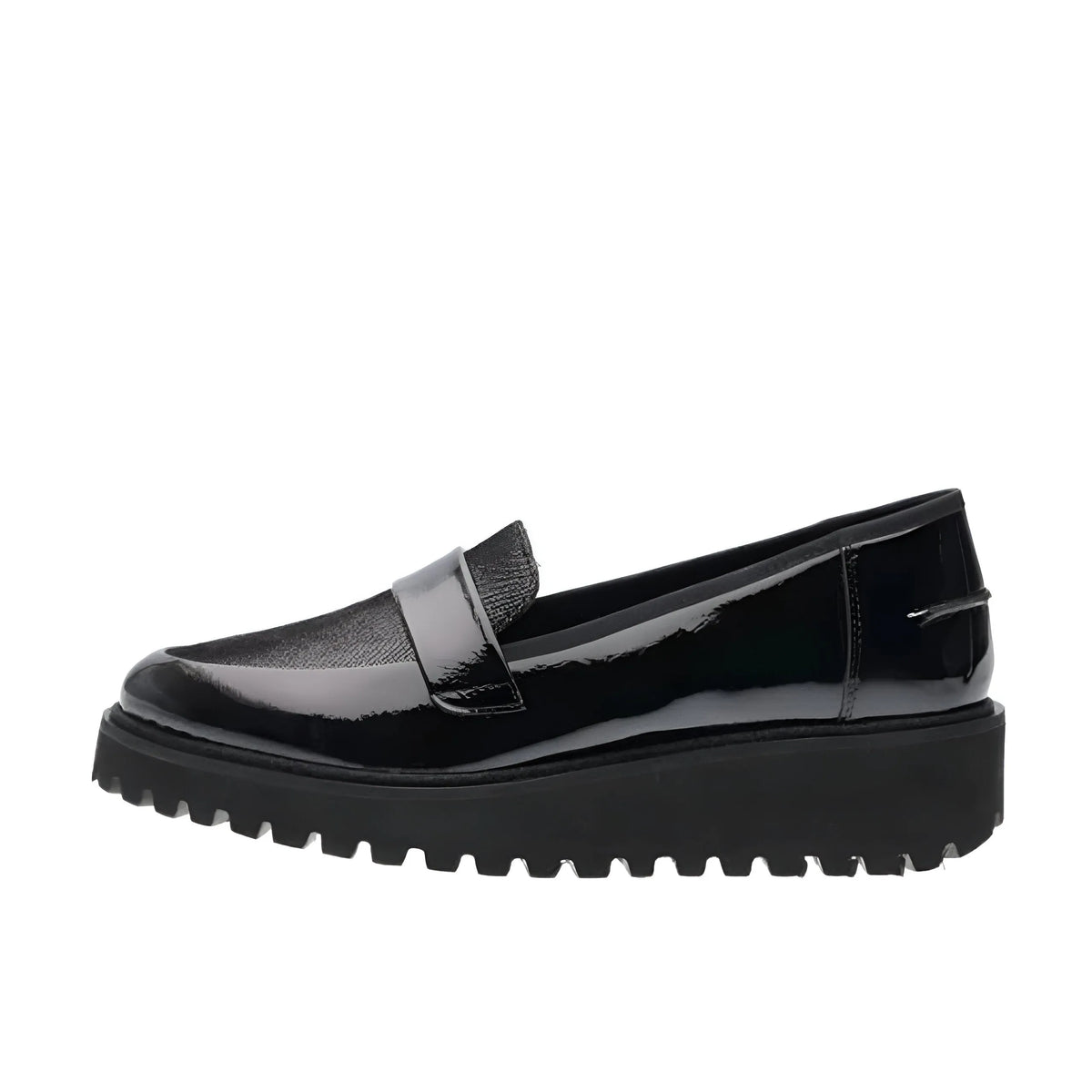 Ara Kent Black Patent Wedge Loafer – Wide Fit &amp; Dressy - Leavys Shoes