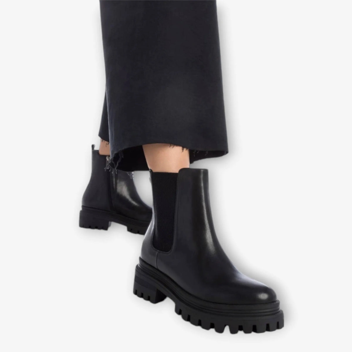 XTI Black Ankle Boots with Chunky Sole - Leavys Shoes