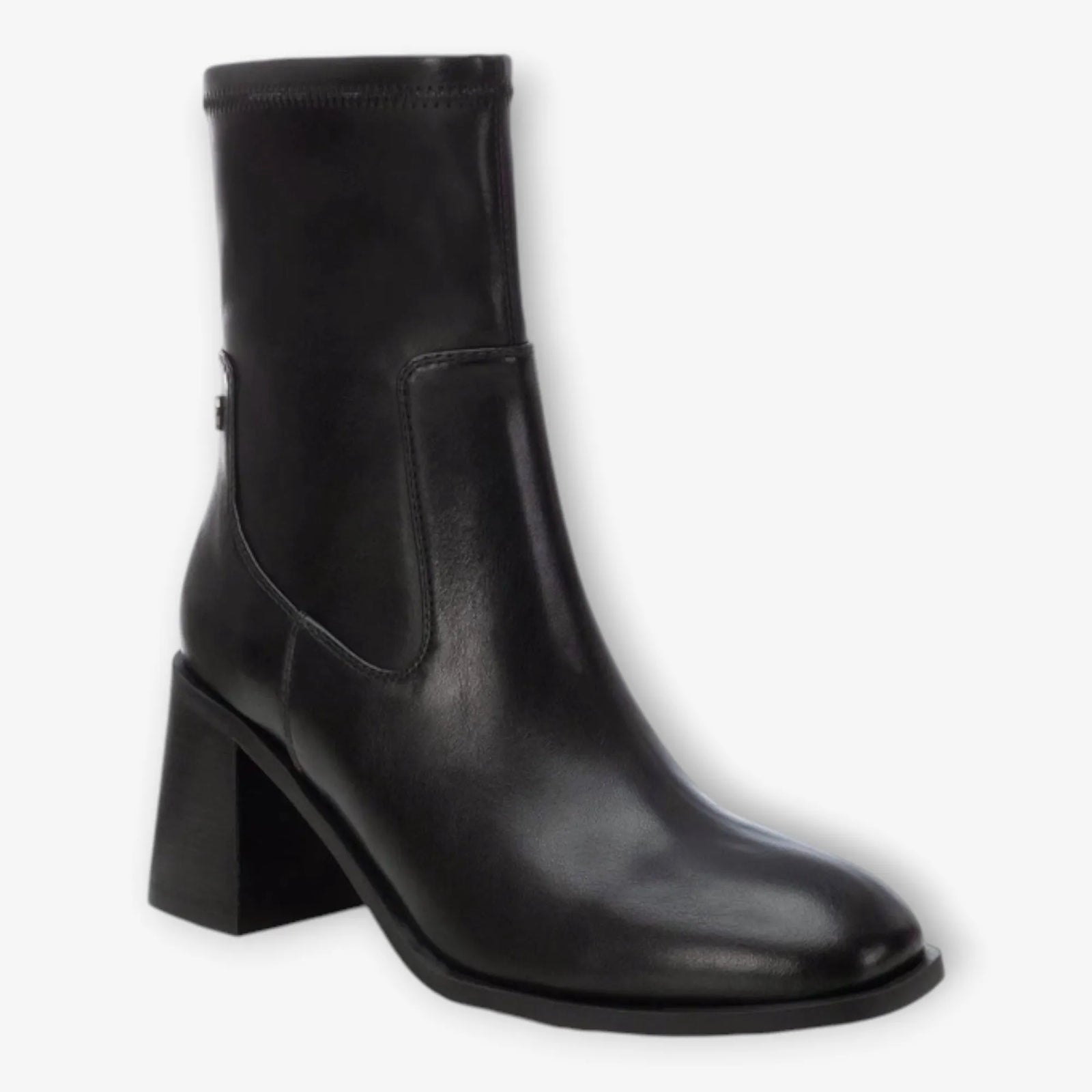 XTI Black Ankle Boots with Block Heel and Square Toe - Leavys Shoes
