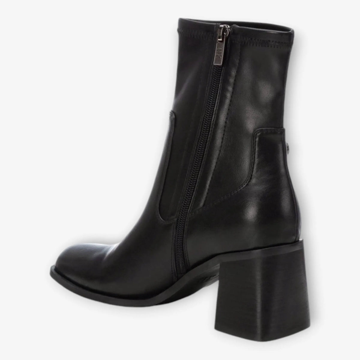 XTI Black Ankle Boots with Block Heel and Square Toe - Leavys Shoes