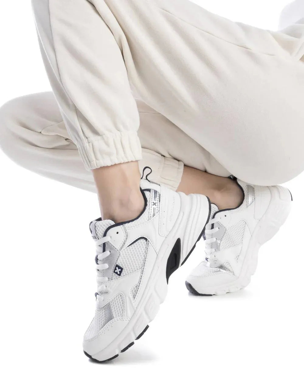 Xti White Chunky Trainers with Removable Insole - Leavys Shoes