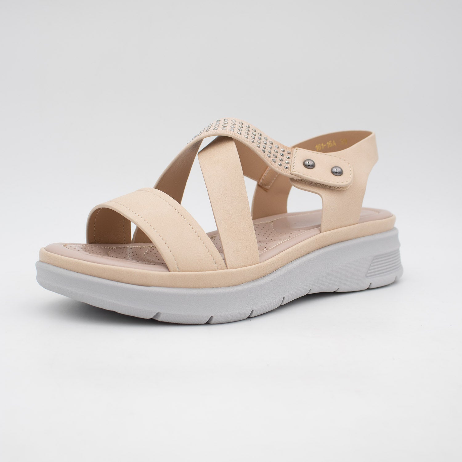 Redz Beige Summer Sandal – Cushioned Comfort with Glam Accents - Leavys Shoes