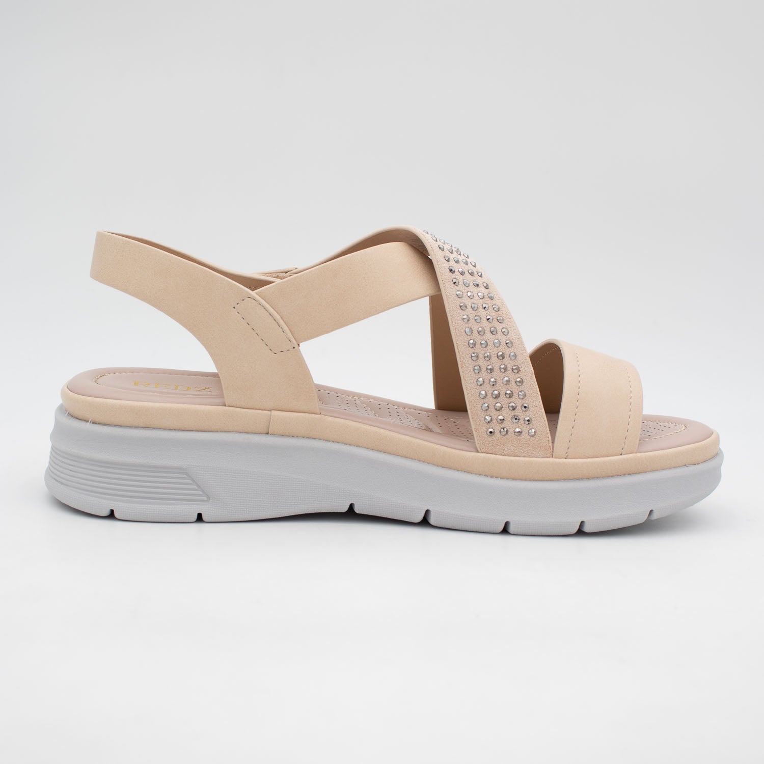 Redz Beige Summer Sandal – Cushioned Comfort with Glam Accents - Leavys Shoes