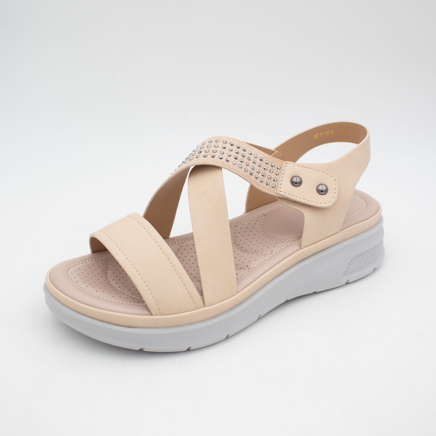 Redz Beige Summer Sandal – Cushioned Comfort with Glam Accents - Leavys Shoes